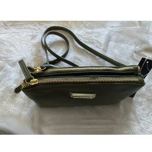 TAHARI Olive Faux Vegan Leather Crossbody Bag